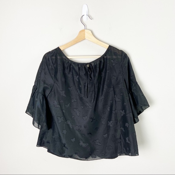 Madewell Black Butterfly Print Blouse - Picture 5 of 6